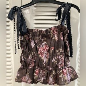H&M SOLD OUT LIMITED EDITION BROCK COLLECTION FLORAL PRINT TOP